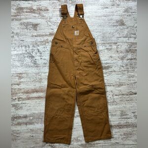 Boys Kids Carhartt Tan Work Overalls size 6 100% cotton